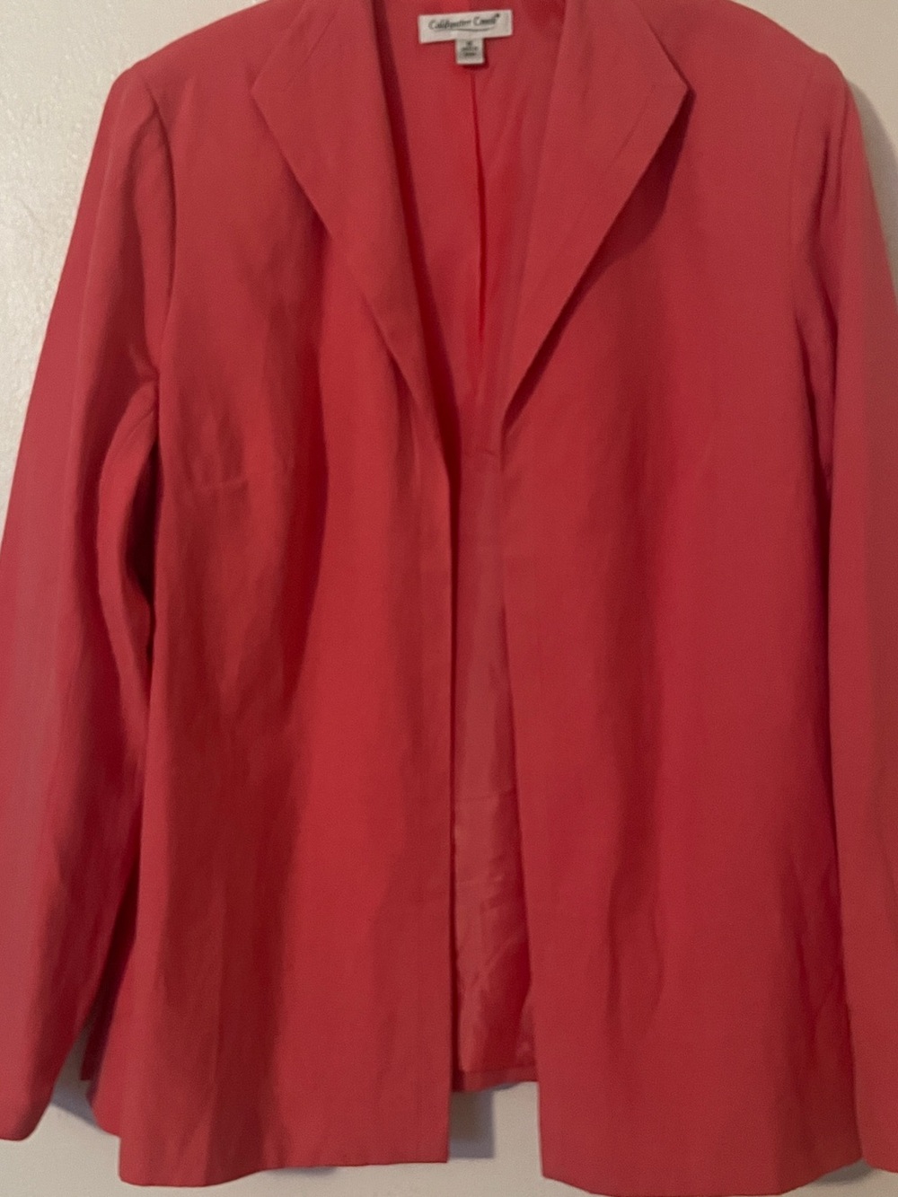 Coldwater Creek Coral Silk Linen Open Front Blazer Jacket Lined Plus 1X